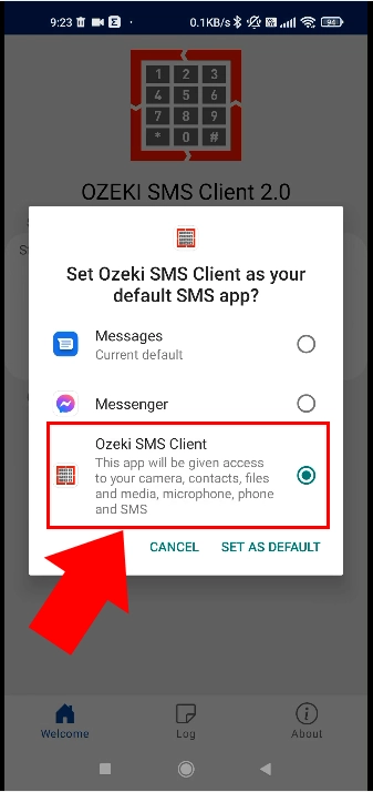 set ozeki client