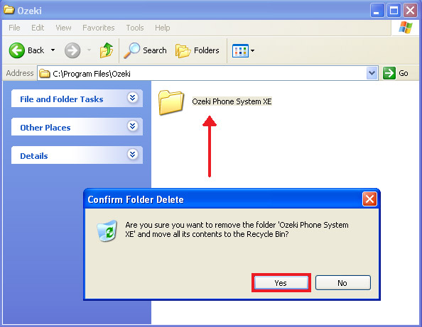 delete the original ozeki phone system directory