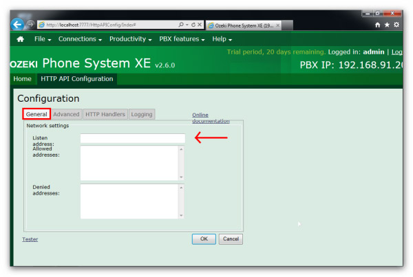 http api configuration general menupoint