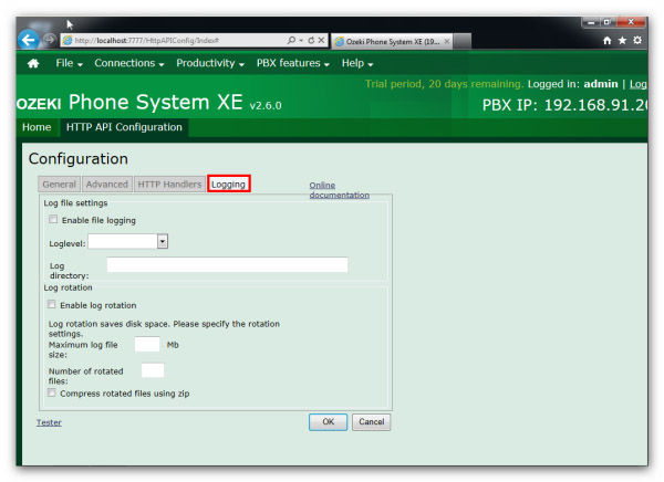 logging menupoint