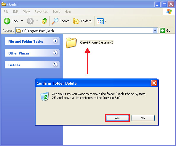 delete the ozeki phone system directory