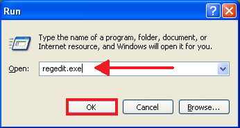 run regedit