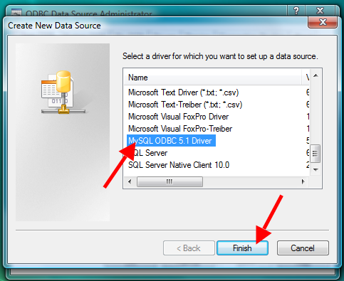 select mysql odbc driver