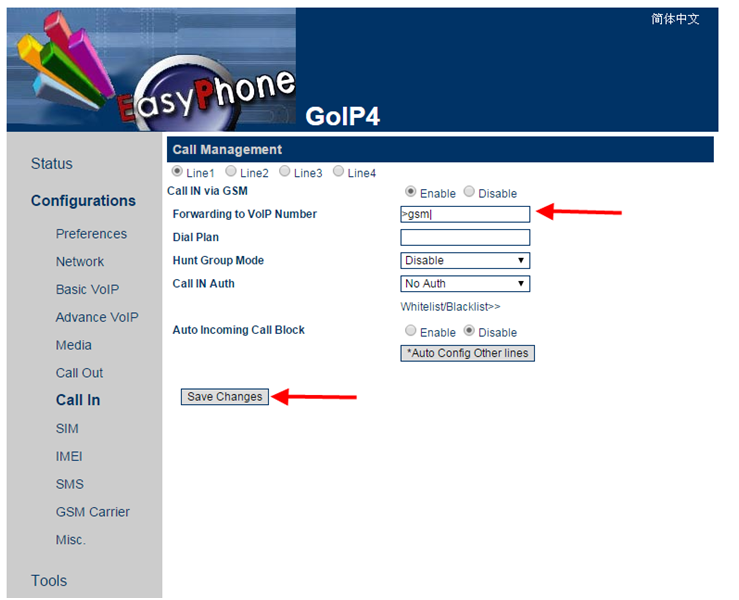 set call in forwarding to voip number