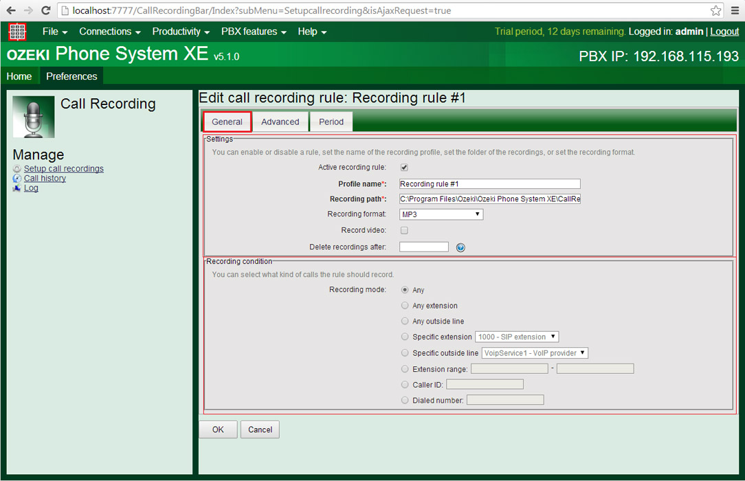 general call recording rules