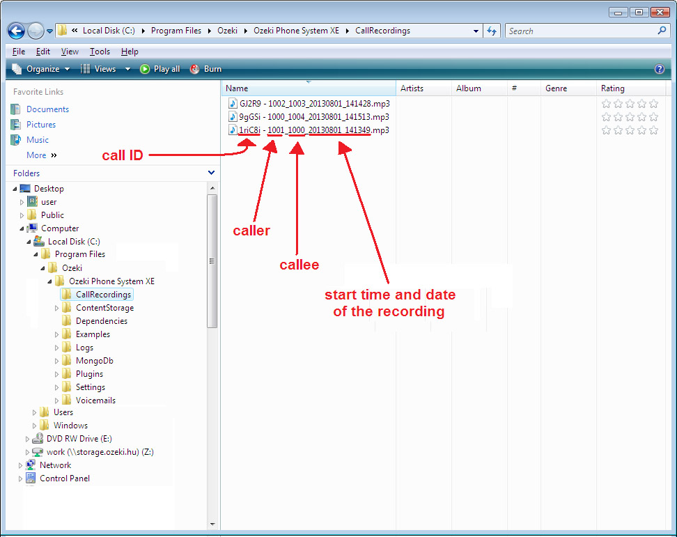 recorded calls in format