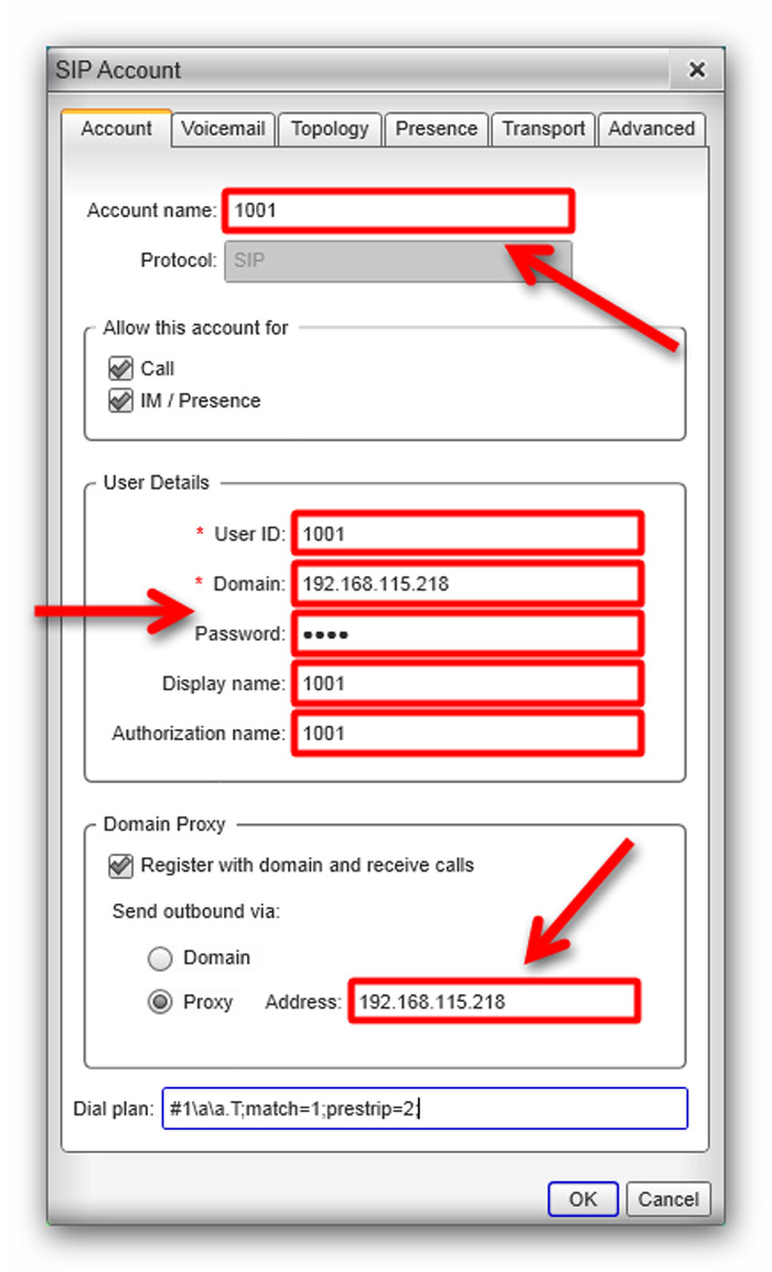 sip account settings