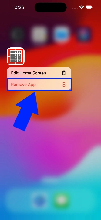 Select remove app