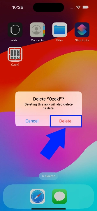 Accept to delete app