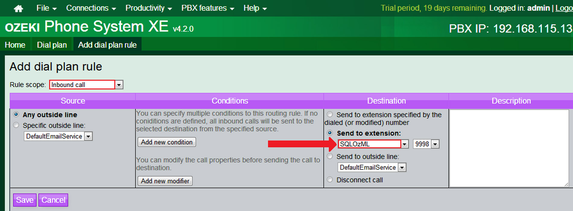 inbound routing rule