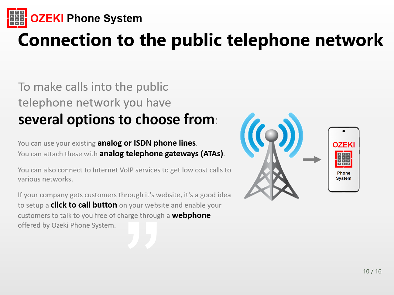 connection to public telephone network