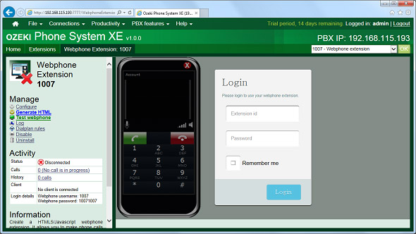 testing webphone extension