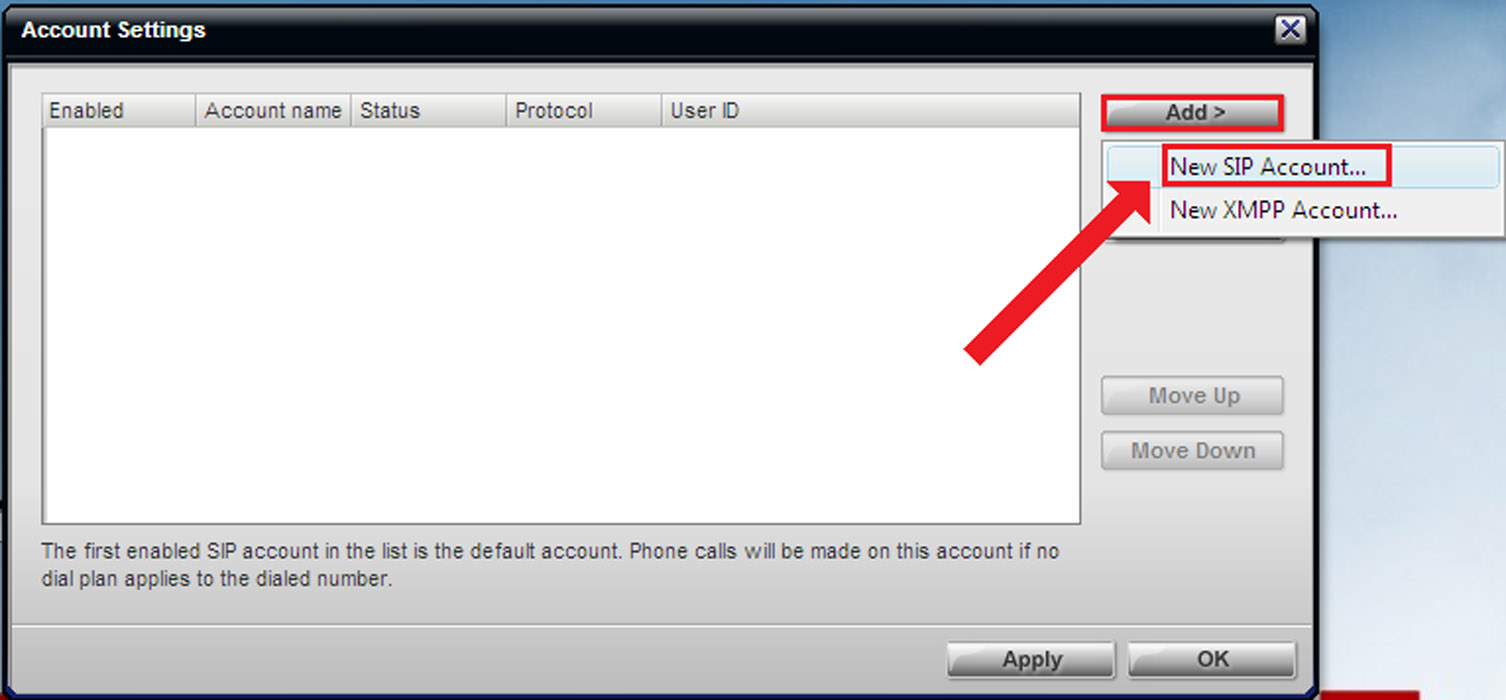 adding sip account