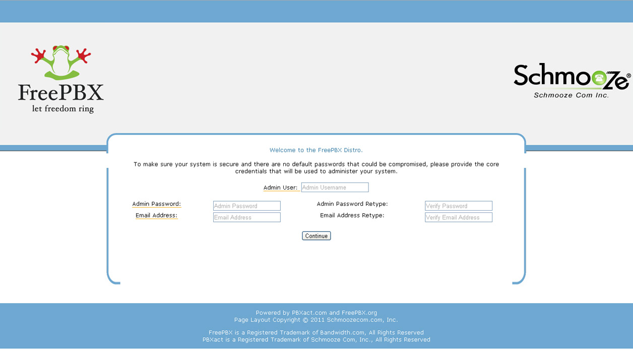 freepbx login page