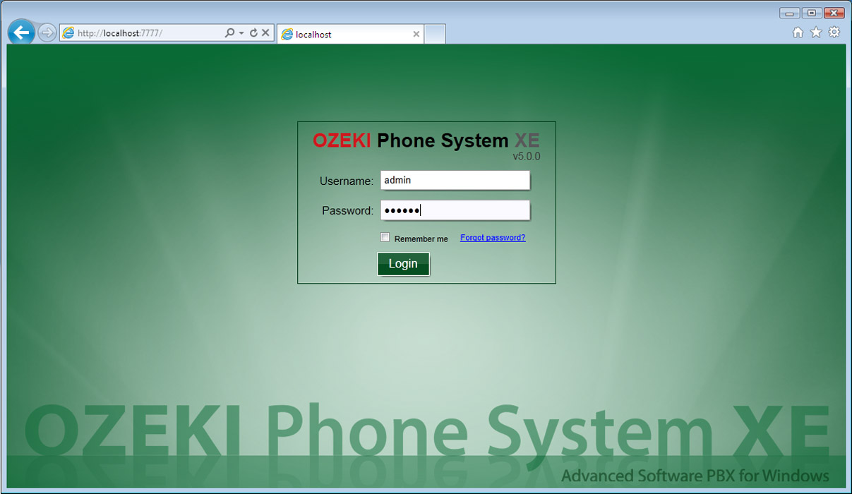 login page