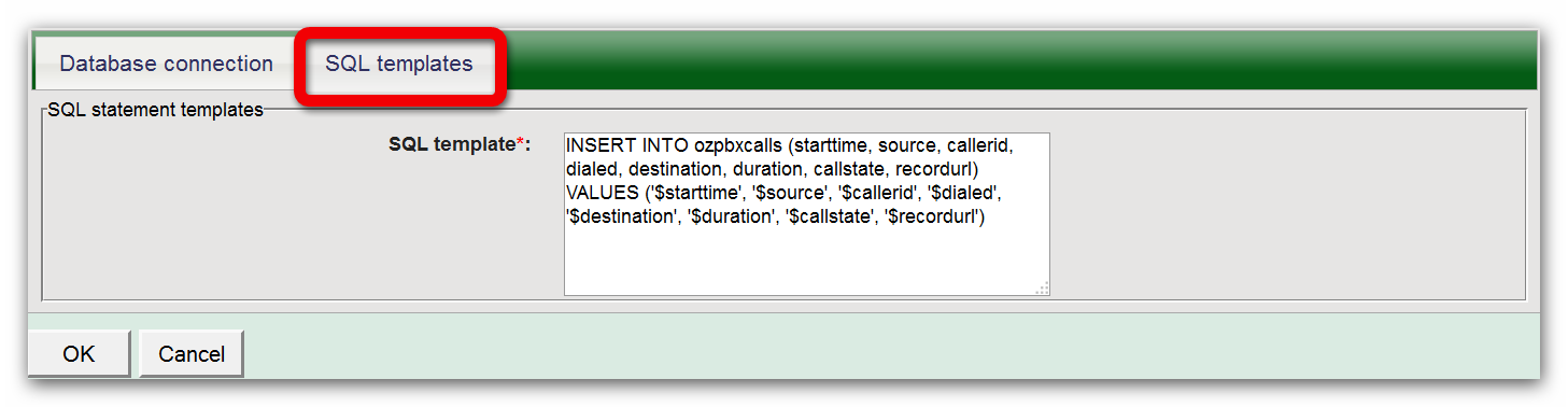 sql templates of call reporting