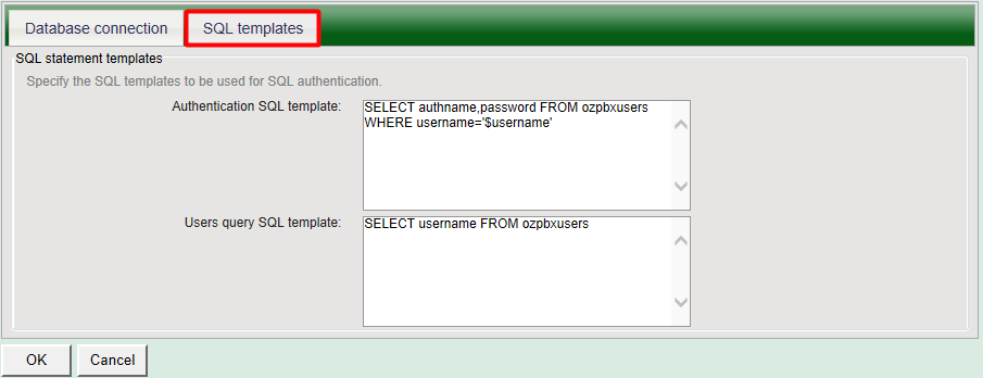 sql template in ozeki phone system