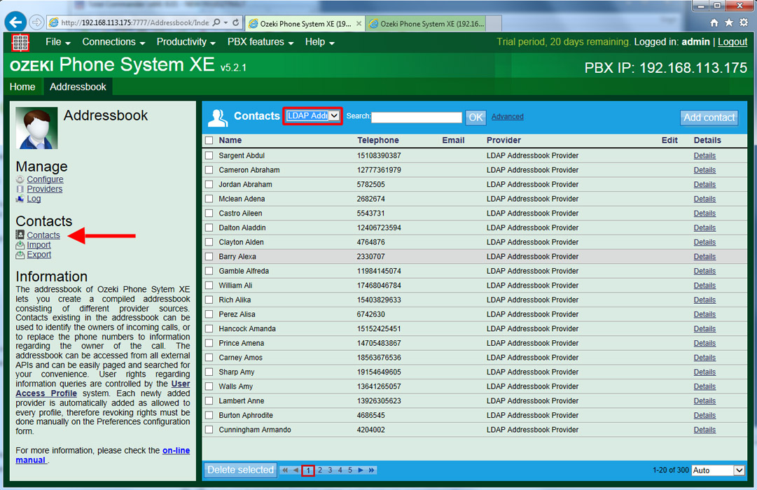 addressbook configuration