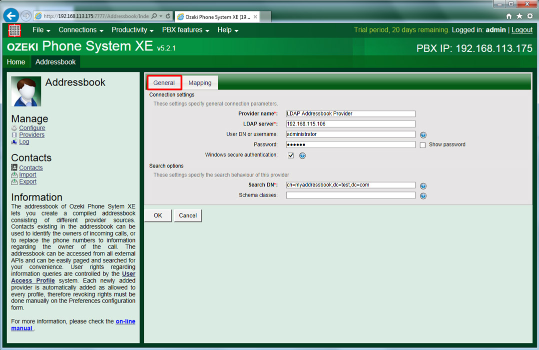 ldap connection settings