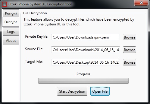 decryption with Ozeki Phone System Encryption tool