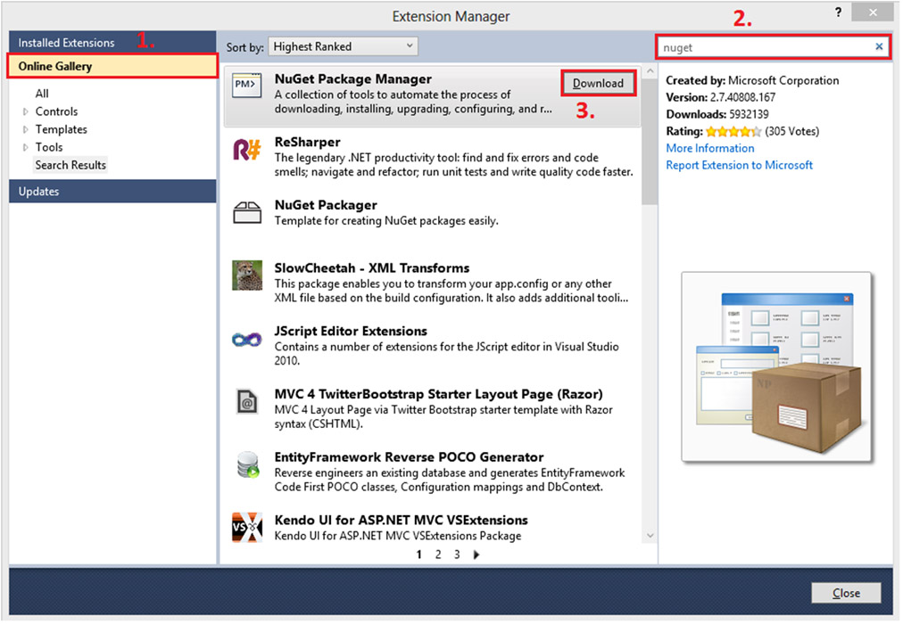 manage nuget packages visual studio 2010 download
